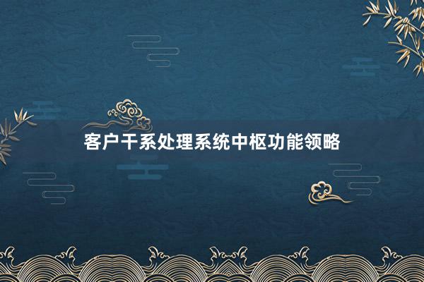 客户干系处理系统中枢功能领略